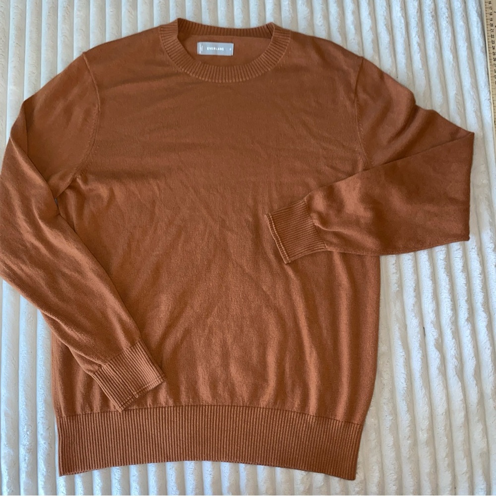 Everlane Women's Burnt Orange  Organic Cotton Blend Crewneck Sweater Size Medium